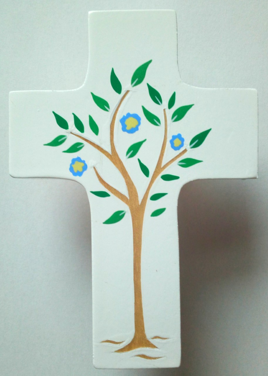 Croix arbre de vie blanche